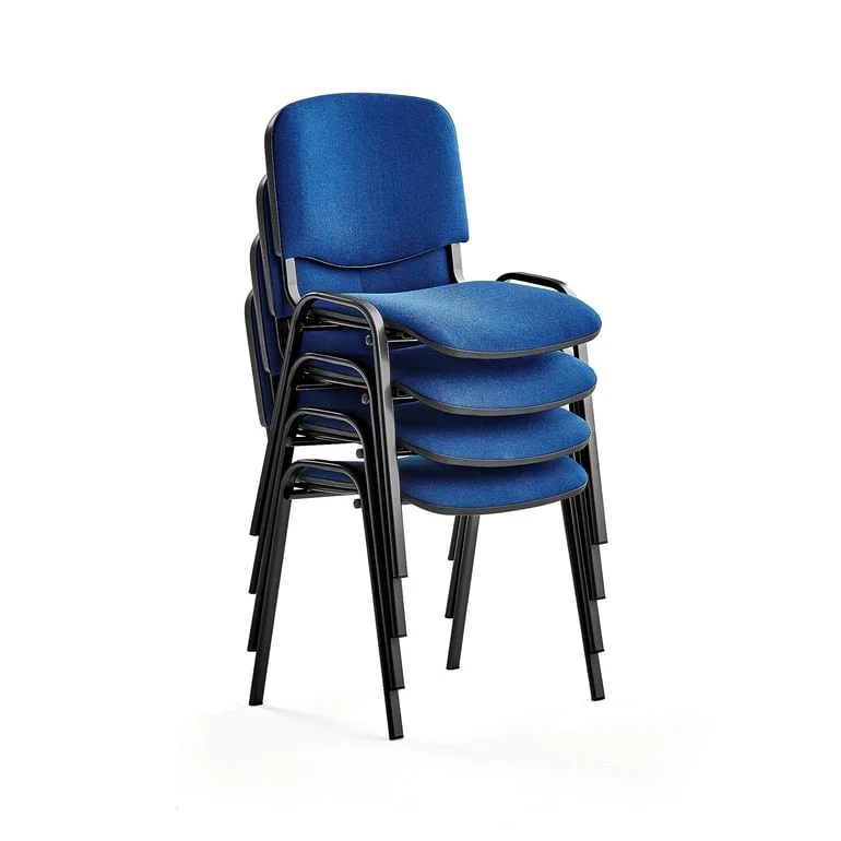 Konferansestol, 4-pk., blå/svart