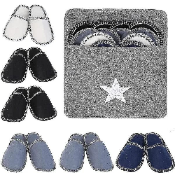 Fleece Filttofflor - Portabla, Tvättbara, Halkfria - Tofflor för Hemmet, Spa, Gäster, Hotell och Resor