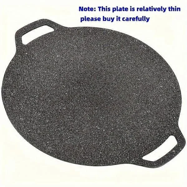 1 stk, Roti Tawa i støpejern, dobbelthåndtak Crepepanne i støpejern for Dosa, Tortillas, non-stick rund stekepanne for BBQ, rund BBQ-grill (FMY)