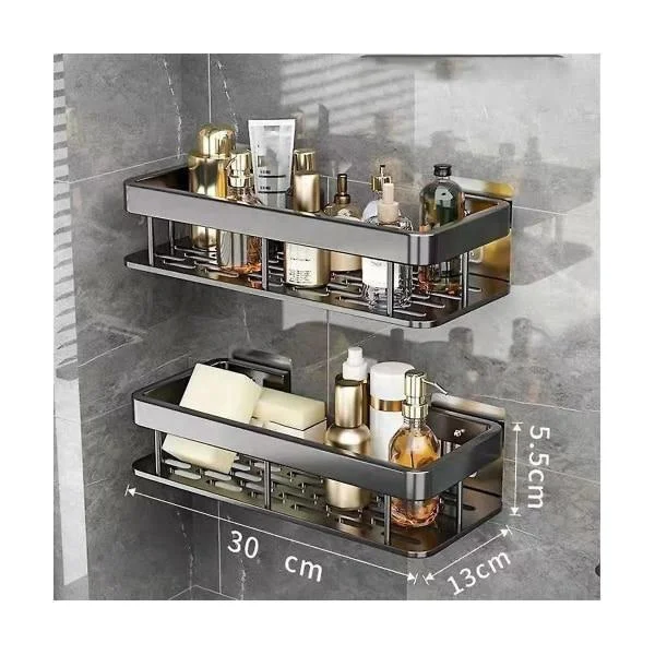 2 pcs Bathroom Shelf No Drilling Wall Mounted Corner Shelf Shower Storage Rack Bracket Toilet Cosmetic Organizer
