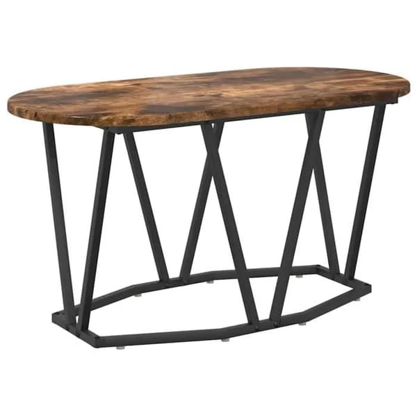 Modern ovalt soffbord - vidaXL - Rökt ek - 80x40x40.5 cm - Ingenjörsträ och metall - Industriell stil