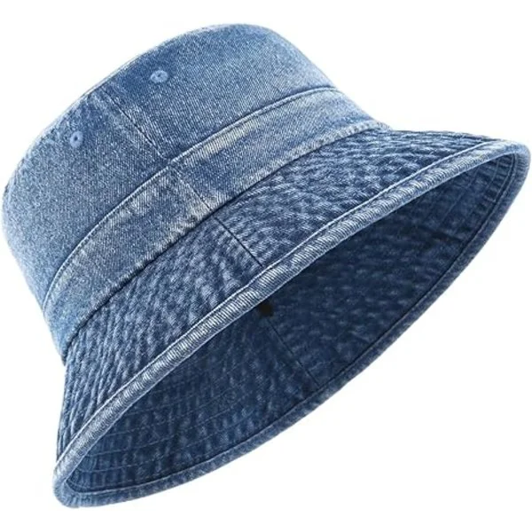 Denim Bucket Hat for Large Heads, Vintage UV Sun Hats with Wide Brim, Large Size, Summer Garden Hat, Travel Hat[GPA]