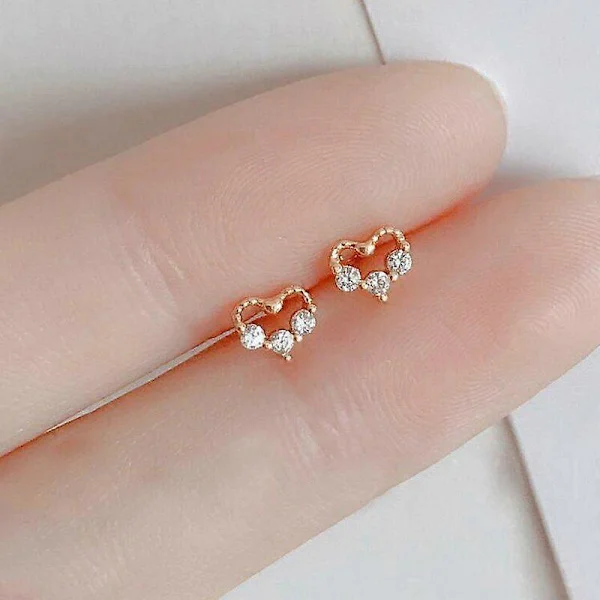 Sølv Kvinner Bie Zircon Dingle Øredobber Krystall Dråpe Øredobber Smykker Gaver 47 Mini Hjerte Zircon