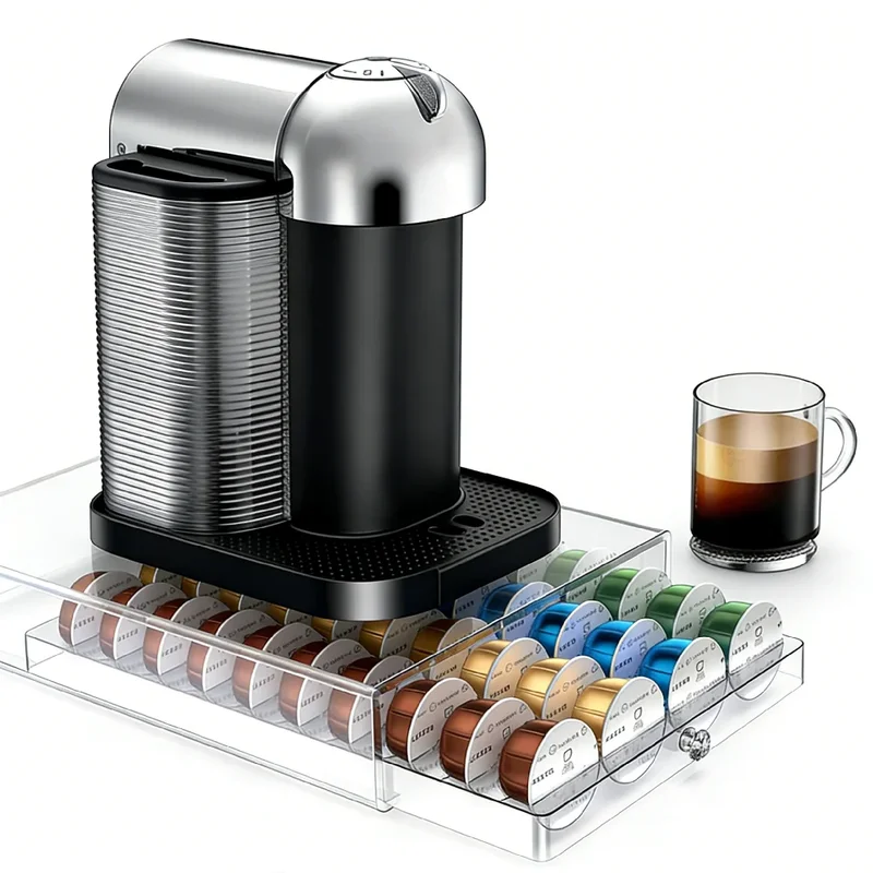 AliExpress - Tiroir à capsules de café en acrylique - Organisateur pour 40 capsules Nespresso et Vertuo, distributeur transparent pour dosettes de 