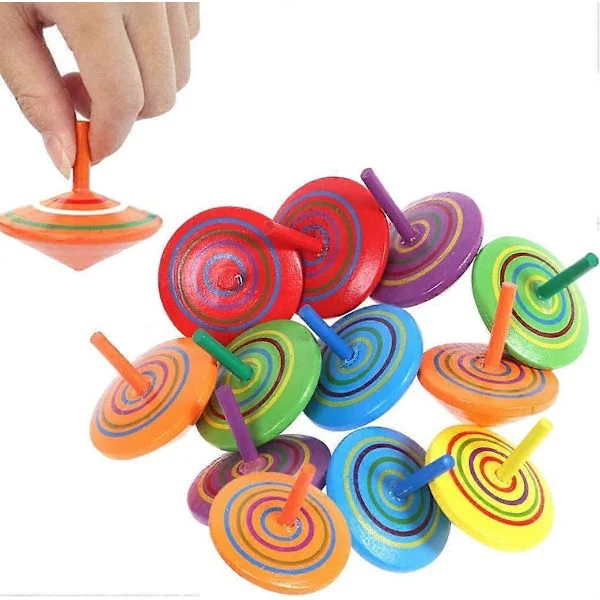 Snurretoppe Legetøj i Træ, 30 Stykker, Farverige Mini Snurretoppe Gyroskoper, Børnefest Gæster Små Gaver til Børn 3 til 7 År (Ra