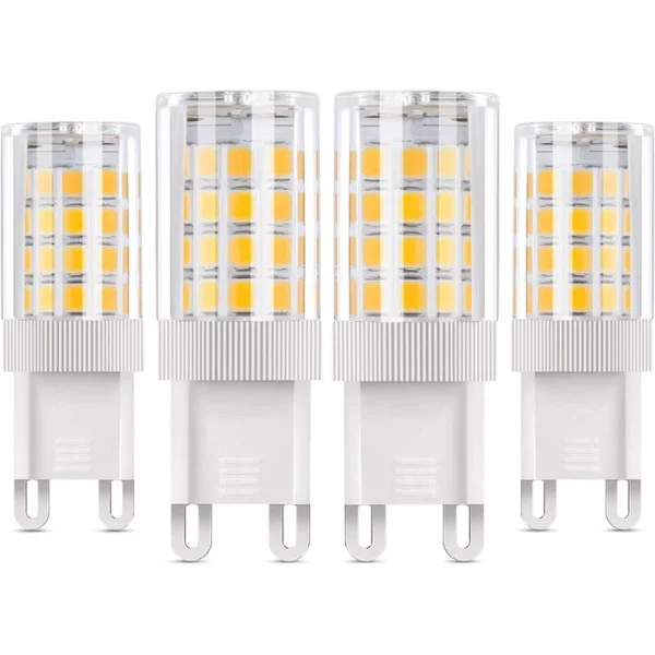 G9 LED-lampa, 5W motsvarande 50W halogenlampor, 4-pack varmvit 3000K LED-lampor, 360° spridningsvinkel, AC85-220V, 360LM, ej dimbar