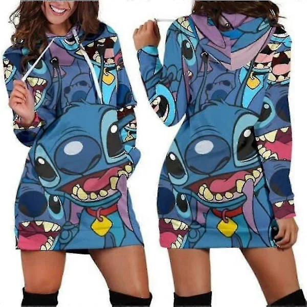 2023 Ny Stitch Hoodie Klänning Tröja Mode Disney Klänning Sweatshirt Klänning 3d Heltäckande Tryckt Hoodie För Kvinnor tao
