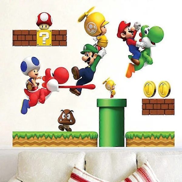 3D Vægklistermærke Super Bros Vægklistermærke Aftagelige Vinylklistermærker Børneværelse Indretning Kunst Børnehave Hjem Børneværelse