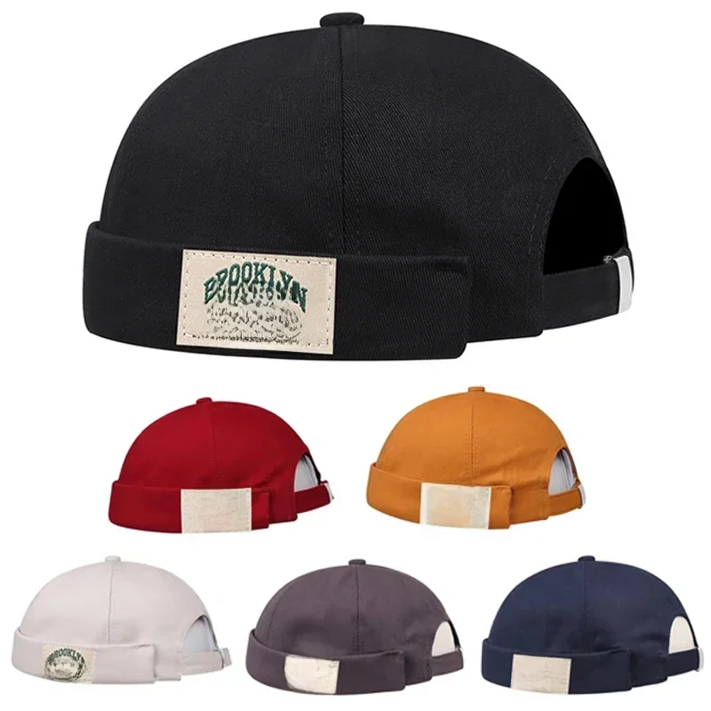 AliExpress - BROOKLYN1631 Label of Cloth Brimless Skullies Cap Beanie Hat Men Street Portable Docker Hats Melon Skin Cap Hip Hop Vintage Caps