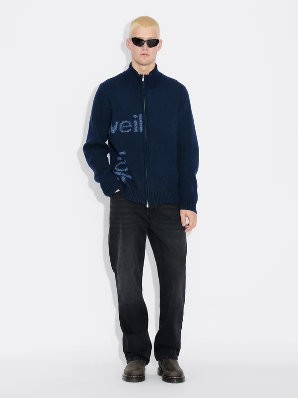 Holzweiler Haza Logo Wool Cardigan - Blue mix - Men's - L
