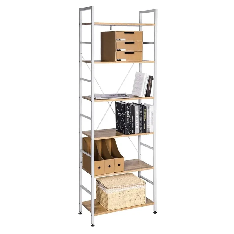 AliExpress - WOLTU 6-stöckiges Regal, Bücherregal, Holz, Schwarz-Weiß, Regal-Einheit, Aufbewahrung, Garage, Schuppen, Lagerregal, Bücherregal-