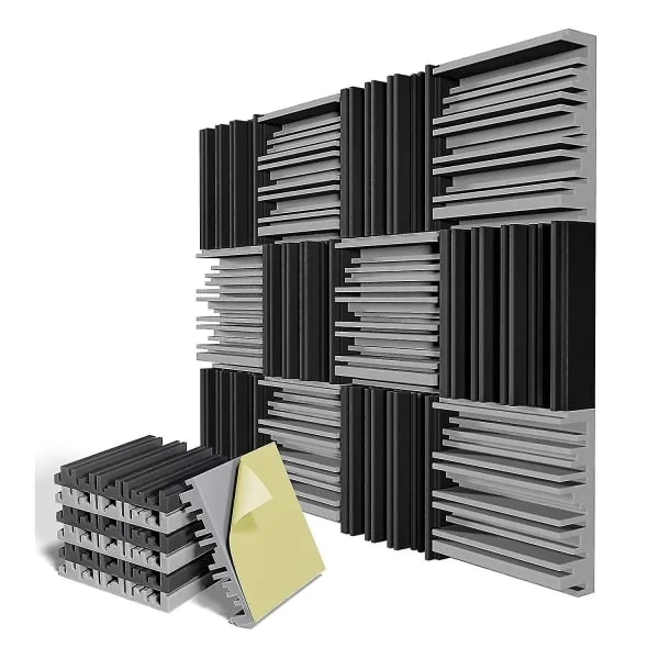 12 pak selvklebende lydtette skumplater 12 x 12 x 2 tommer akustisk skumvegg hjemmestudio Z