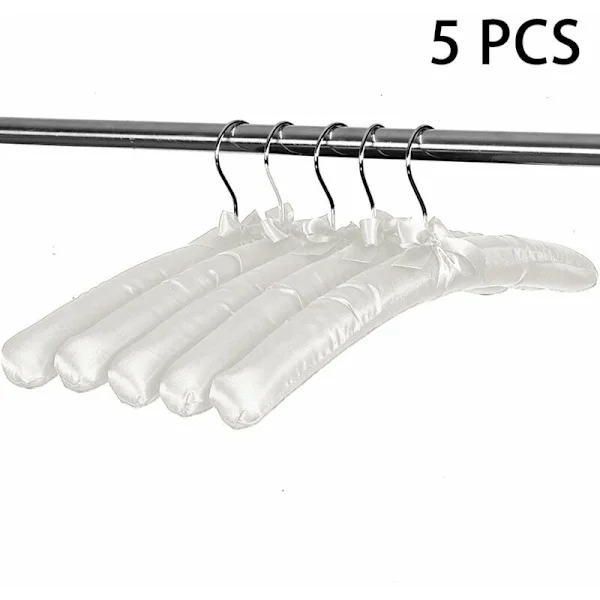 Förpackning Satin Vadderade Galgar, Tröjgalgar Bröllopsklänningsgalgar Sidentyg Mjuka Galgar Utan Bulor för Kappa Blus Klänningar, Vit