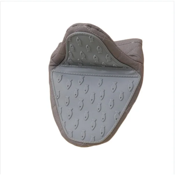 Heat-Resistant Silicone Oven Mitts Pair - Polyester-Lined Kitchen Oven and Microwave Grab Mitts Gray