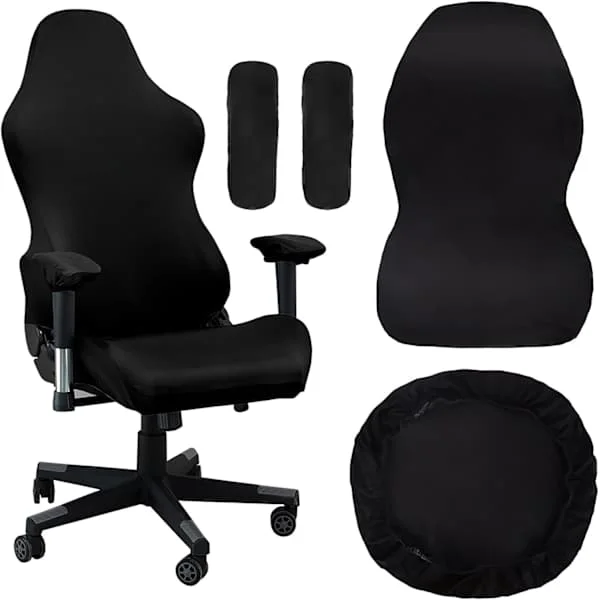 Gaming Chair Cover, with Armrests, Black Stretchy Chair Cover, Washable, for Gaming Chair, Office Chair, Swivel Chair