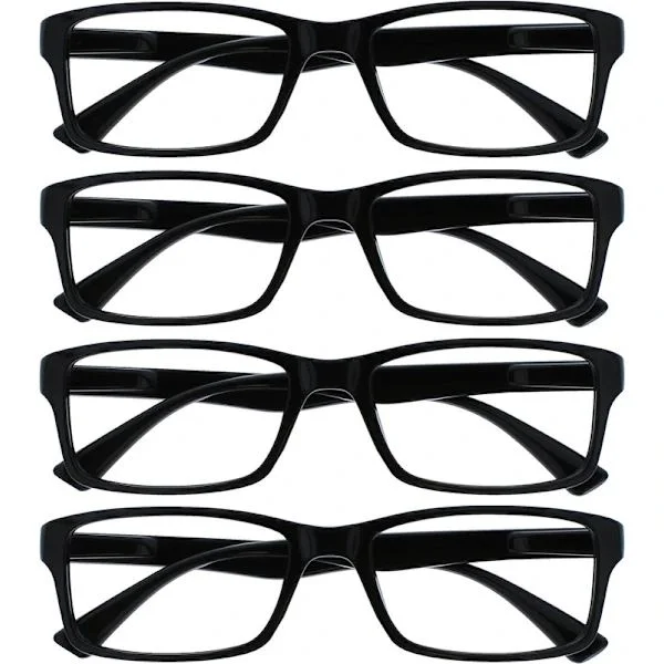 Företag Svarta Läsglasögon 4-pack Designerstil Herr Dam RRRR92-1 +2,50 Svart Black_nzywtb Svart Black +2.50 Magnification