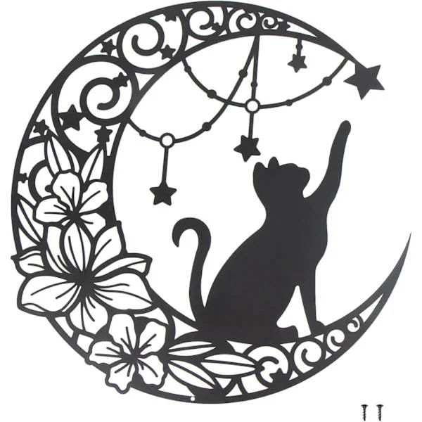 11.8" Black Metal Wall Art, Round Silhouette Wall Decor Art, Indoor and Outdoor Gift Garden Home Decor