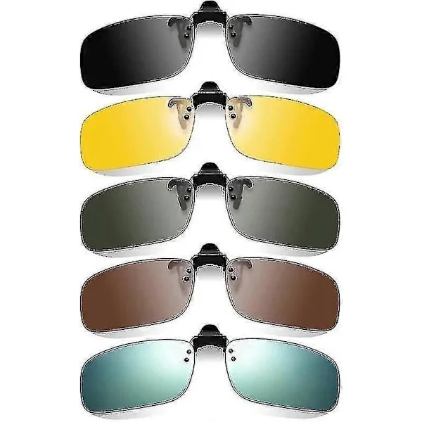 5-pak Clip-On Solbriller Flip-up Polariserede Solbriller UV400 Polariserede Linser Passer Over Receptpligtige Briller Til Kvinder Mænd Kørsel Fiskeri 