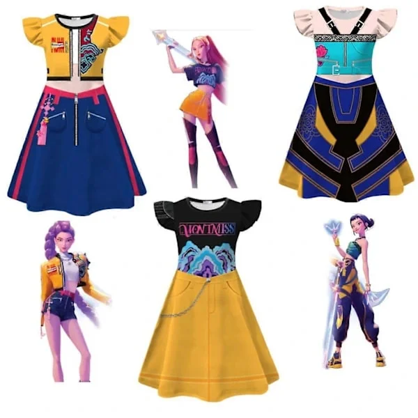 Girls Kpop Demon Hunters Dress Rumi Mira Zoey Cosplay Costume Party Birthday Anime Outfit for Kids Rumi 140 Rumi 140