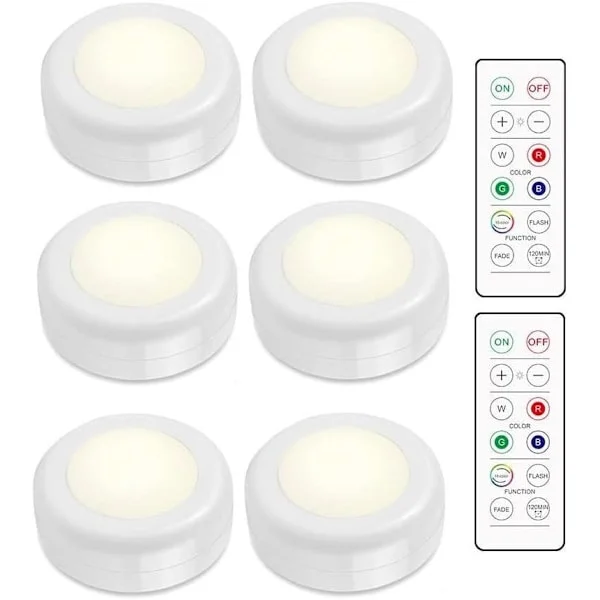 INF LED-spot RGB batteri med fjernbetjening, 16 farver LED natlys, batteridrevne skabslåger, lysdæmper