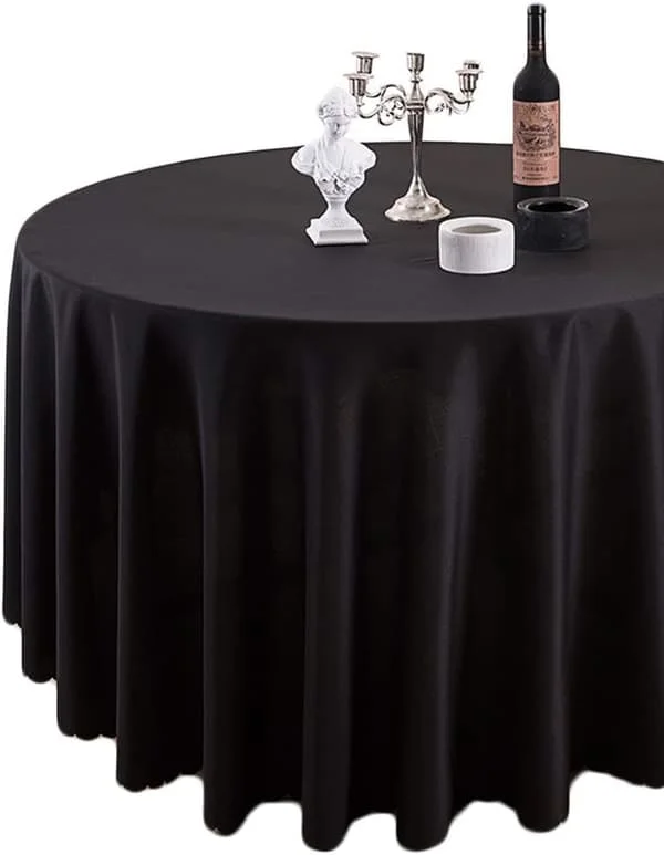 Black Round Tablecloth, Round Kitchen Tablecloth, 160 cm