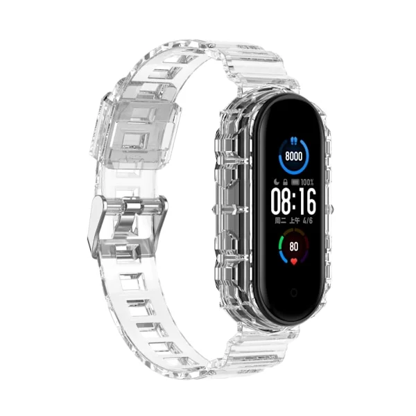 Smart Watch Ersättningsband PU Mjukt Gummi Smart Watch Armband för Xiaomi Band 7 Transparent Vit