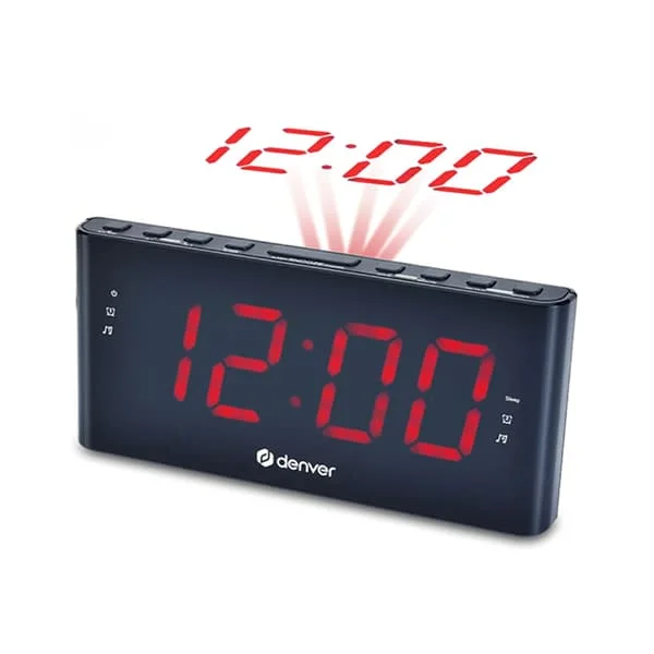 Denver clockradio med projektion og dobbelt alarm - Sort
