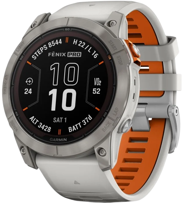 Garmin Fenix 7X Pro Sapphire Solar Titanium with Fog Gray/Ember Orange Band