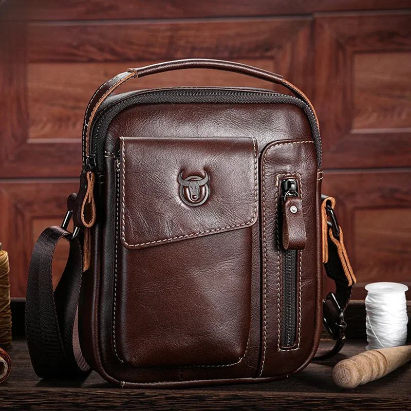 AliExpress - BULLCAPTAIN Casual Mode männer Messenger Tasche der Business Tragbare Handtasche Mann Leder Schulter Tasche Mobile 6,5'' Telefon Taschen