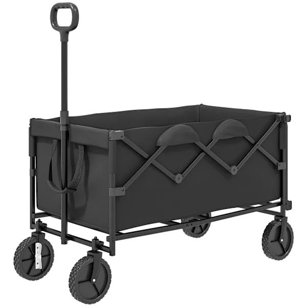 Trädgårdsvagn, 100 kg lastkapacitet, hopfällbar, förlängd transportvagn med avtagbar presenning, handtagshjul, handkärra, handvagn, trädgårdsvagn, 160