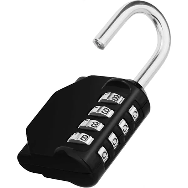 Combination Padlock, 4 Digit Coded Padlock, Gym Lock, School Locker Lock, Weatherproof Outdoor Combination Lock (Black) black