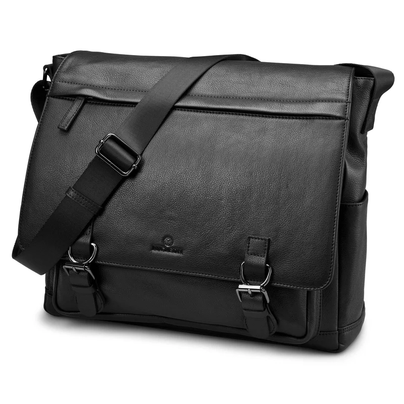 Black Full-Grain Leather Satchel for Men - Shoulder bags