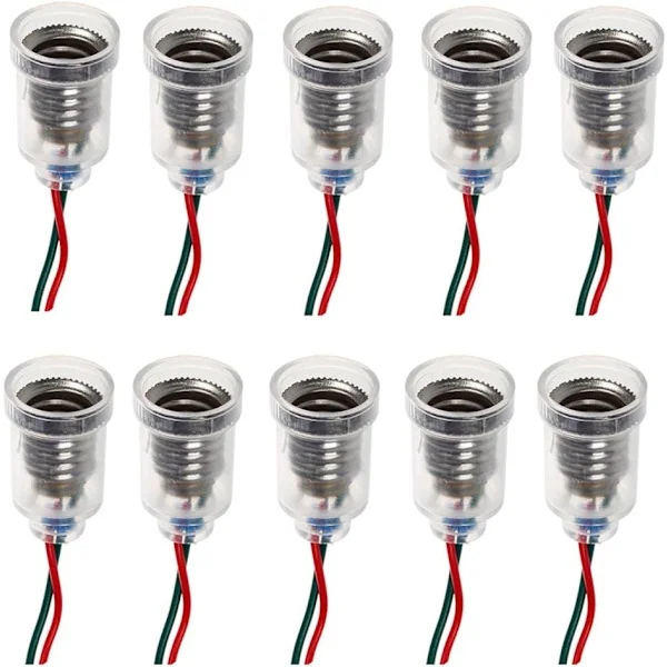 10 stk. E10 Lampesokkel LED Skruemontering Små Pærer Holder Lys Soc