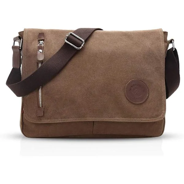 Unisex Skulderveske Crossbody Bag Lerret Messenger Satchel College Bag Skoleveske Bokveske Reise Pendler Arbeidsveske for 14 tommer