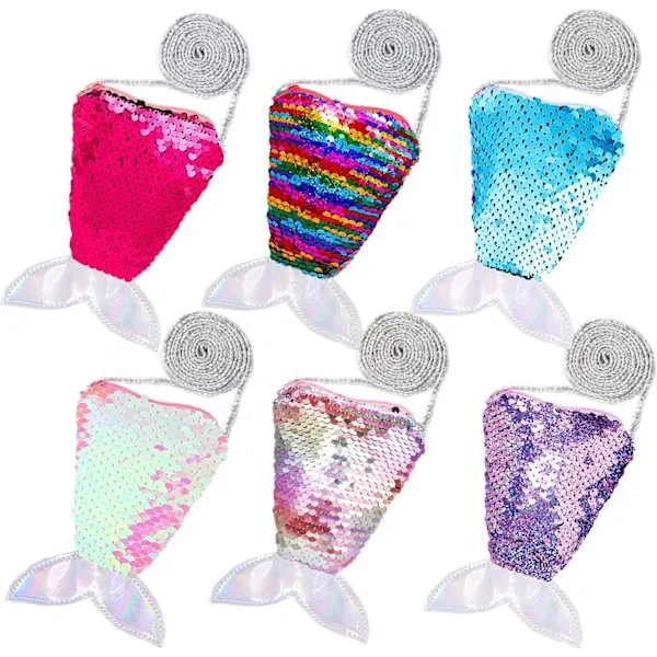 6 kpl Glitter Lompakko Merenneidonpyrstö Lasten Lompakko Mini Olkalaukku