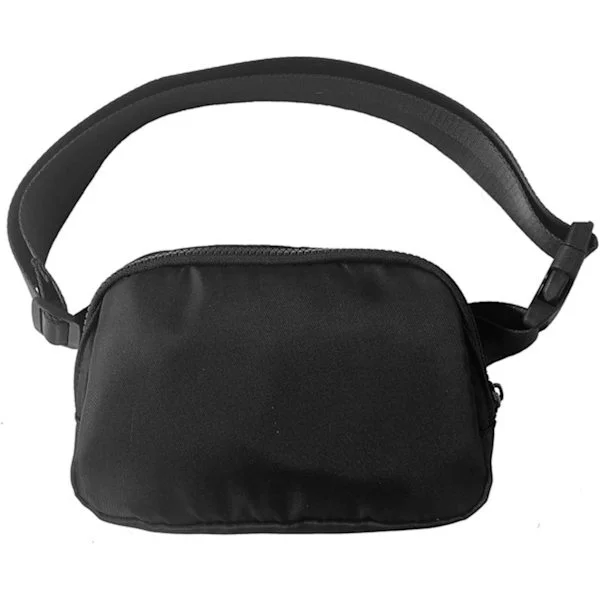 Unisex rumpetaske, vanntett, justerbar skulderrem, svart, ideell for løping, fotturer, reiser og turer med hunden din.