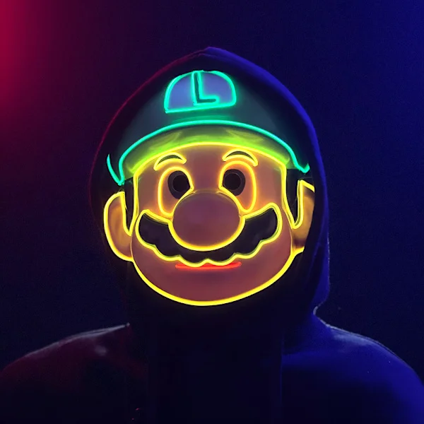 Super Mary Mario Halloween Maske Lys Maske, Skræmmende Halloween Kostume Tilbehør til Drenge, Cosplay Halloween Kostume Maskerade Fest Karneval, Gaver