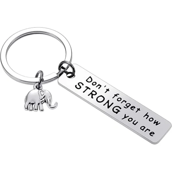 Elefant Inspirerende Nøglering, Glem Ikke Hvor Stærk Du Er Nøglering, Bedste Veninde Gave, Elefant Elskere, Graduation Gave til Teenager