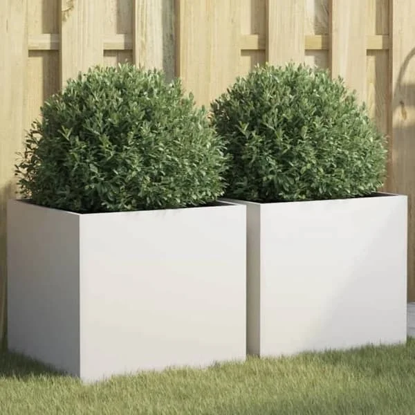 vidaXL Krukor 2 st, Blomlådor, Växtkrukor, Blomlådor, Höjda Trädgårdsbänkar, Vit 841550