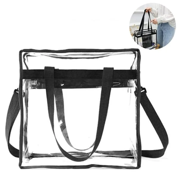 Gennemsigtig taske godkendt til stadion - Gennemsigtig skuldertaske med lynlås, crossbody-taske med justerbar rem-XM5-