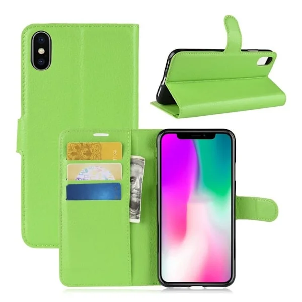 iPhone XR mobilfodral syntetläder silikon stående plånbok - Grön