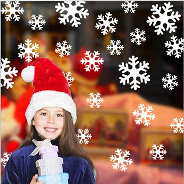 Jul fönsterdekaler snöflinga fönstergaller jul festtillbehör Thanksgiving festdekoration (1 ark)