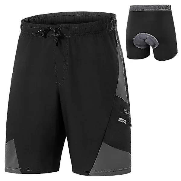 2-i-1 Vadderade Cykelshorts med Fickor Herr Andningsbara Träningsshorts för Träning Cykling