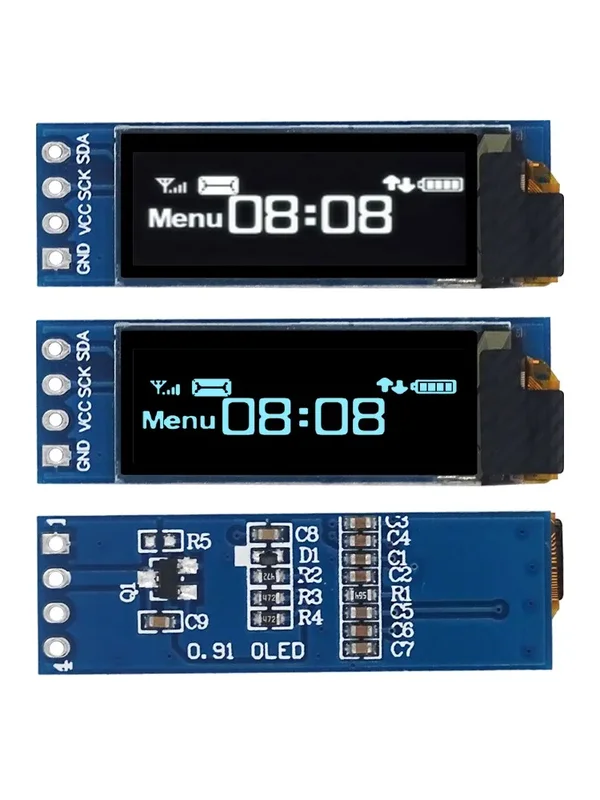 AliExpress - Module d'affichage OLED I2C 0.91 pouces, Module d'affichage OLED I2C SSD1306, blanc/bleu, pilote d'écran OLED I2C DC 3.3V ~ 5V pour 