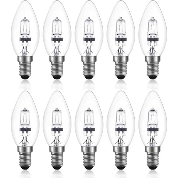 42W E14 C35 Dimbar Halogenlampa AC 220-240V Varmvit 2700K E14 Klar Halogen Kronlampa (10st)