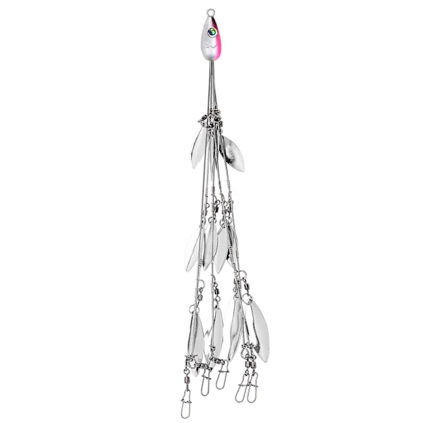 12-bladet paraply-rig fiskeri MultiLure og agn rigge med drejeled kunstig agn kit (Pink )