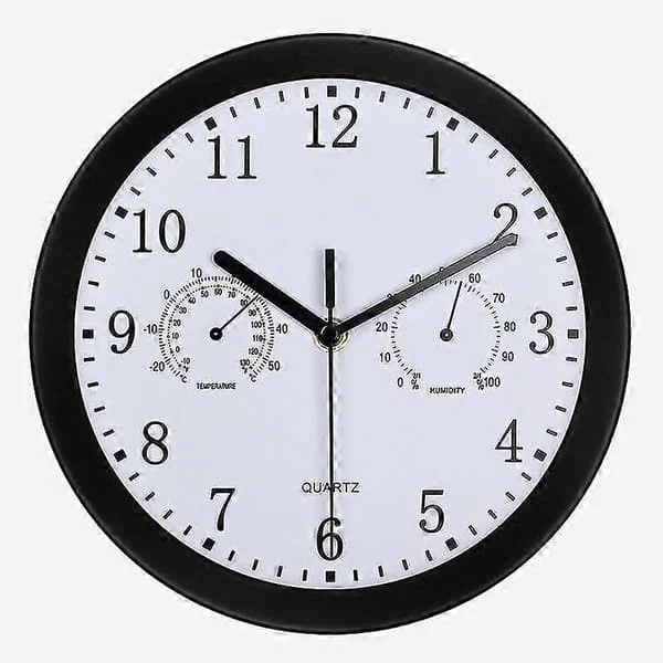Outdoor Clock Waterproof Garden Clock Waterproof Garden Clocks with Thermometer Hygrometer 10 Inch Metal Retro Wall for Patio Pool Yard Black