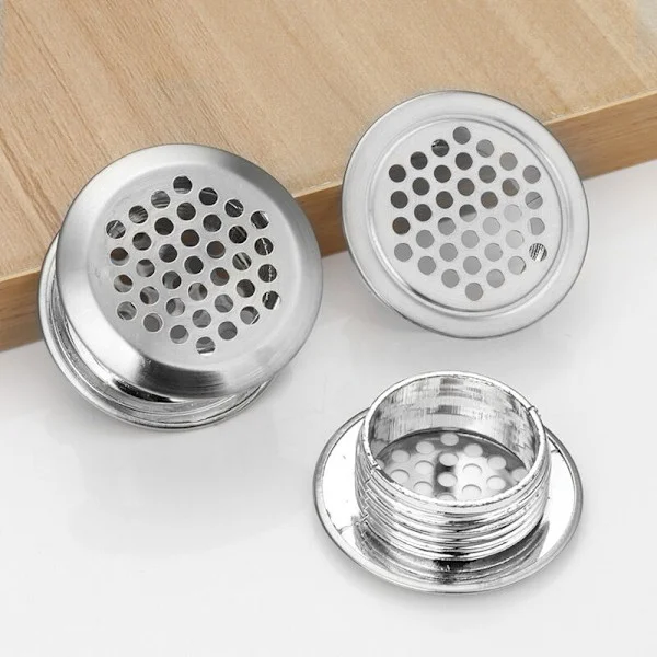 Set med 10 runda ventilationsgaller för soffor, 42 mm, i rostfritt stål, honeycomb-mönster, mesh-hål, öljett för garderob, kök, badrum
