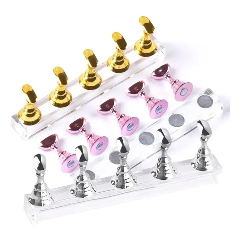AliExpress - 5 Stks/pak Schaken Magnetische Nagelhouder Oefenstandaard Goud Zilver Roze Goud Met Gellak Display Gereedschap