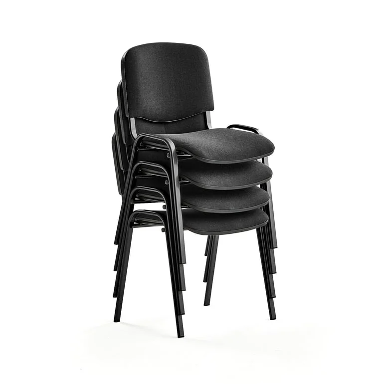 Kopplingsbara och staplingsbara konferensstolar i svart - 4-pack